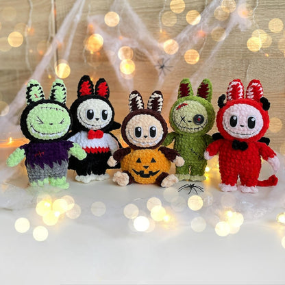 👾 Labubu – 5-in-1 Halloween Crochet Outfits 🎃👻