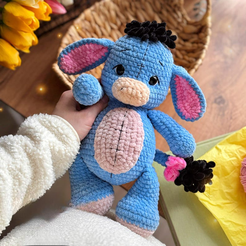Ella – Adorable Plush Donkey with Patchwork Charm