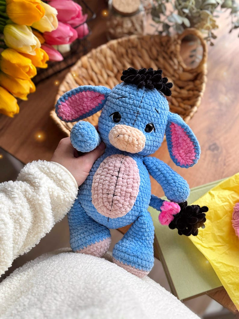 Ella – Adorable Plush Donkey with Patchwork Charm