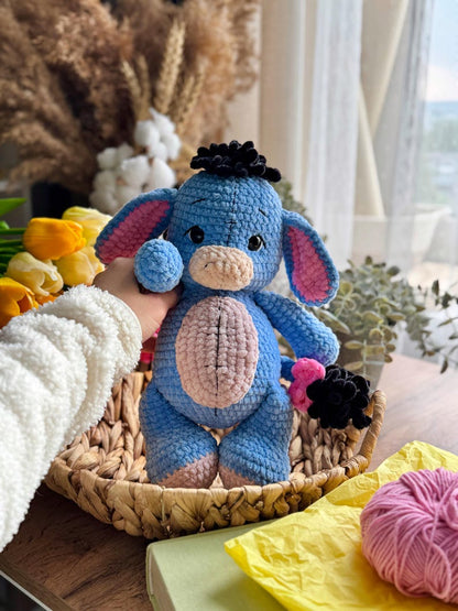 Ella – Adorable Plush Donkey with Patchwork Charm