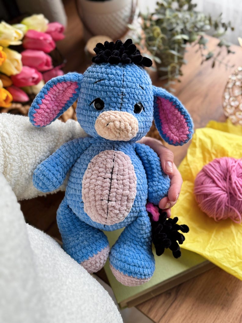 Ella – Adorable Plush Donkey with Patchwork Charm