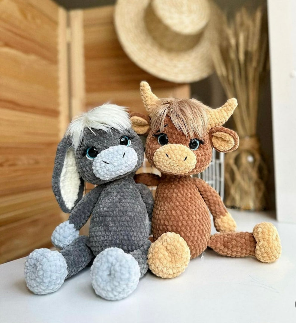 Farm Friends Crochet Pattern 3-in-1 – Cow, Donkey & Lamb