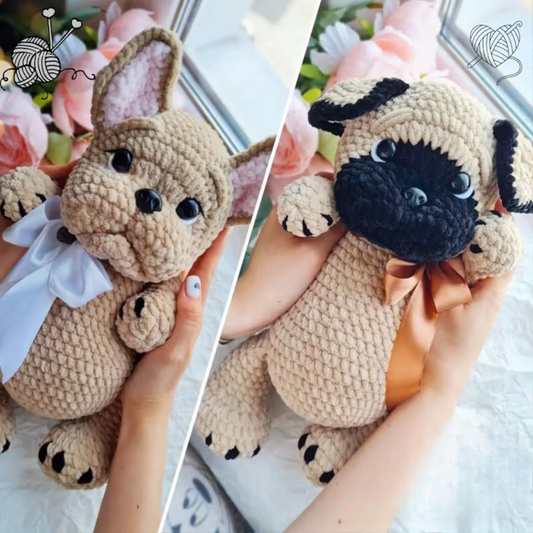Bulldog And Pug Dog - 2 in 1 Dog Crochet Pattern,