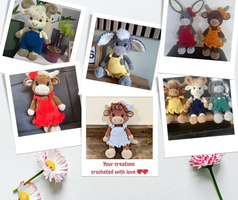 Farm Friends Crochet Pattern 3-in-1 – Cow, Donkey & Lamb